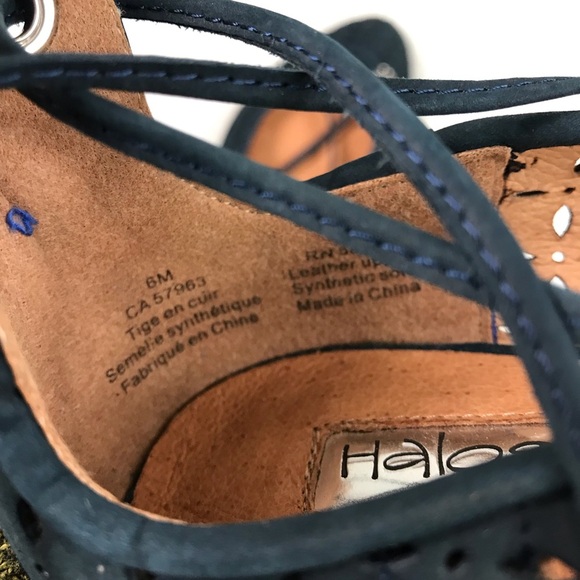 Halogen Navy Blue Eyelet Tie-up Ballet Flats Sz 6 - Picture 8 of 8